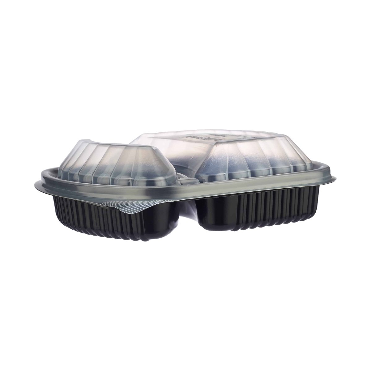 Black Base Rectangular 2 - Compartment Container 250 Pieces - hotpackwebstore.com - Black Base Containers