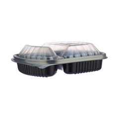 Black Base Rectangular 2 - Compartment Container 250 Pieces - hotpackwebstore.com - Black Base Containers