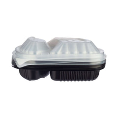 Black Base Rectangular 2 - Compartment Container 250 Pieces - hotpackwebstore.com - Black Base Containers