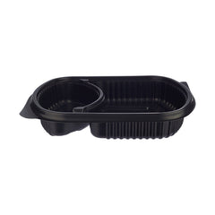 Black Base Rectangular 2 - Compartment Container 250 Pieces - hotpackwebstore.com - Black Base Containers