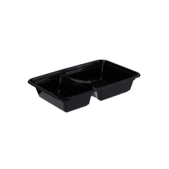 Black Base Rectangular 2 - Compartment Container - hotpackwebstore.com - Black Base Containers