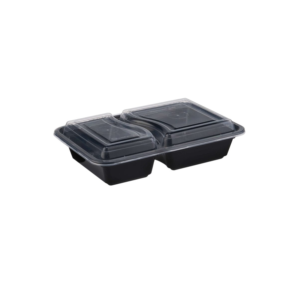 Black Base Rectangular 2 - Compartment Container - hotpackwebstore.com - Black Base Containers