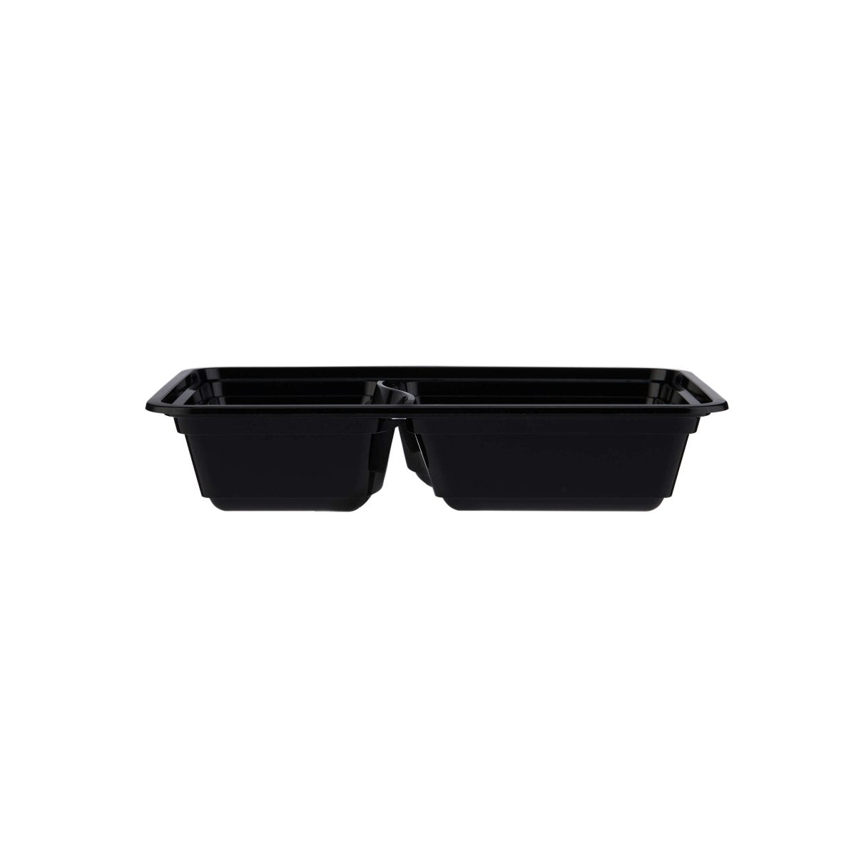 Black Base Rectangular 2 - Compartment Container - hotpackwebstore.com - Black Base Containers
