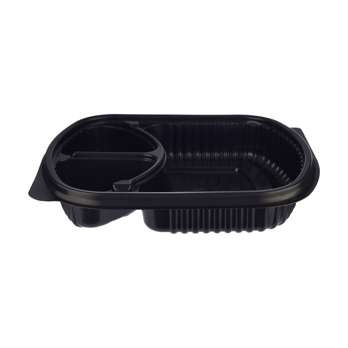 Black Base Rectangular 3 - Compartment Container 250 Pieces - hotpackwebstore.com - Black Base Containers