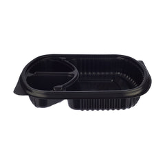 Black Base Rectangular 3 - Compartment Container 250 Pieces - hotpackwebstore.com - Black Base Containers
