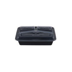 Black Base Rectangular 3 - Compartment Container 300 Pieces - hotpackwebstore.com - Black Base Containers