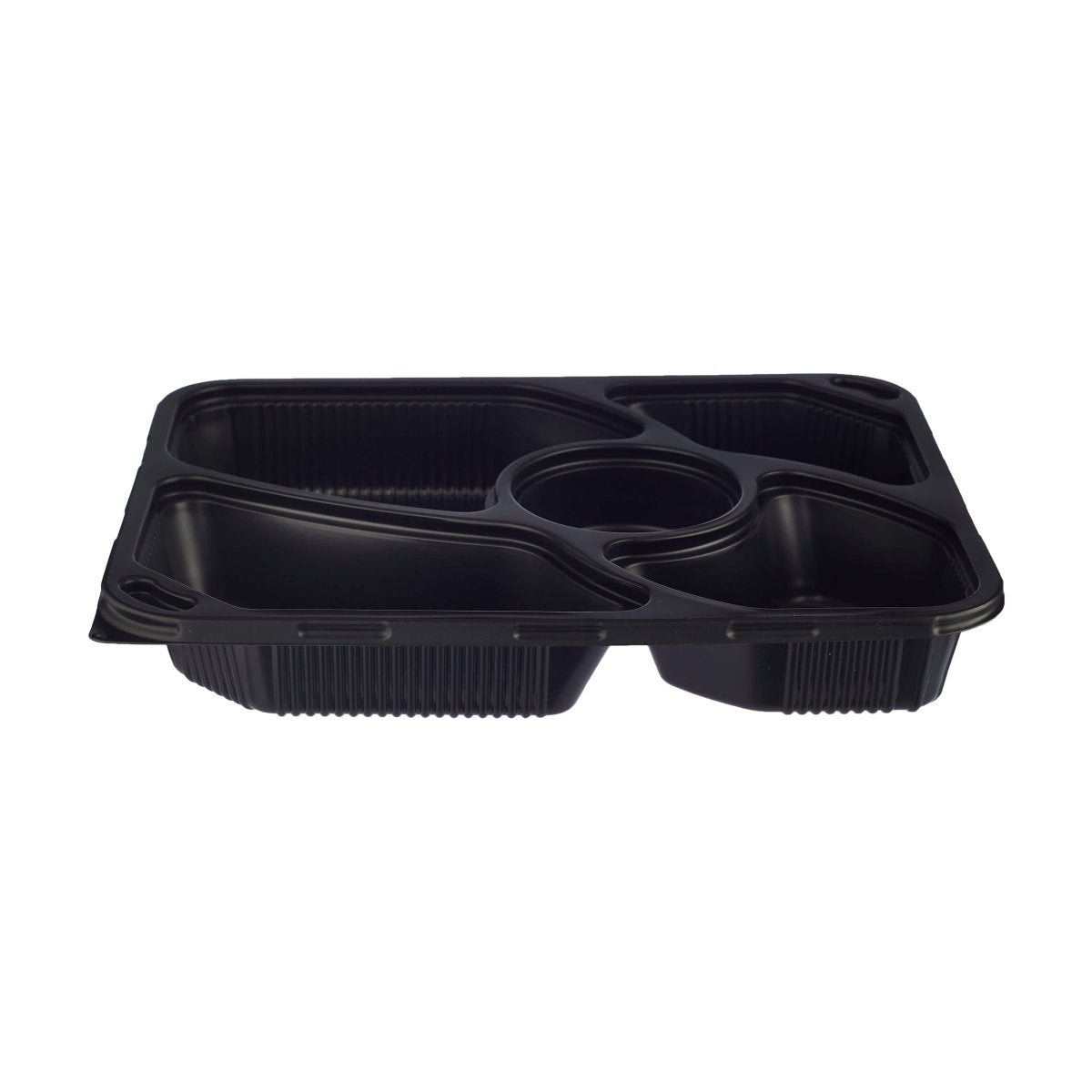 Black Base Rectangular 5 - Compartment Container 200 Pieces - hotpackwebstore.com - Black Base Containers