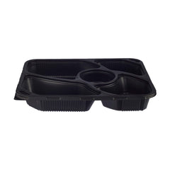 Black Base Rectangular 5 - Compartment Container 200 Pieces - hotpackwebstore.com - Black Base Containers