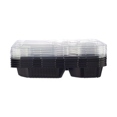 Black Base Rectangular 5 - Compartment Container 200 Pieces - hotpackwebstore.com - Black Base Containers