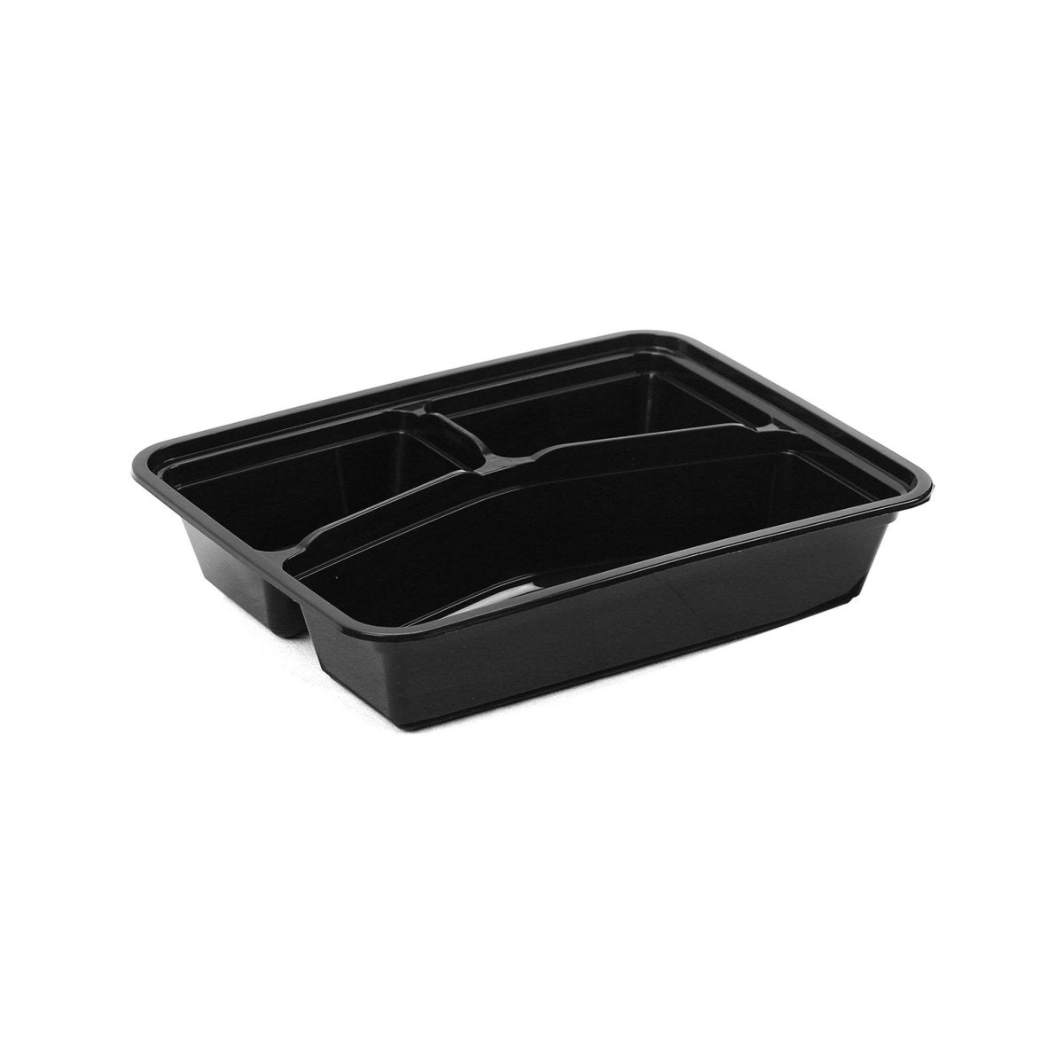 Black Base Rectangular Compartment Microwavable Container - hotpackwebstore.com - Black Base Containers