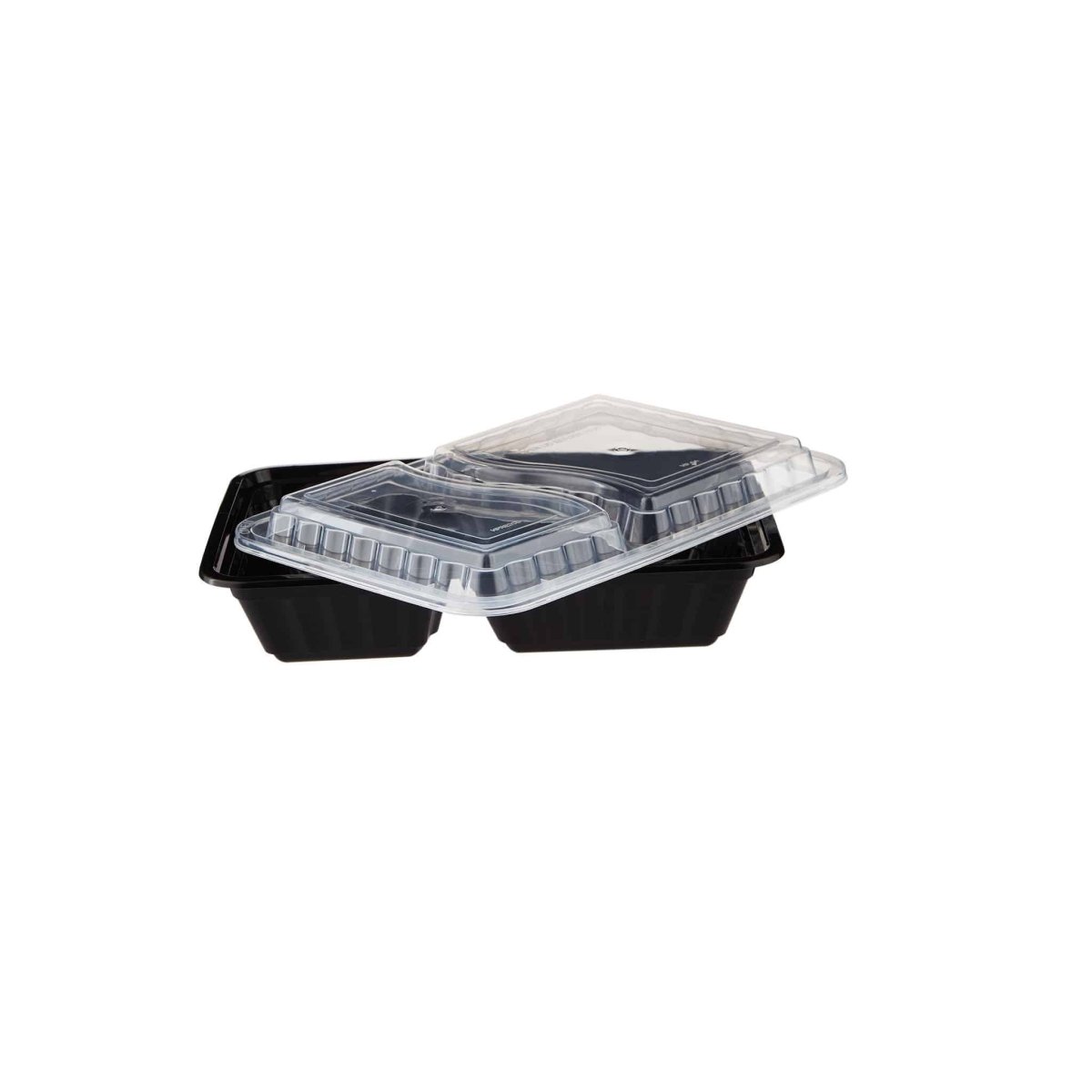 Black Base Rectangular Container 2 Compartments 300 Pieces - hotpackwebstore.com - Black Base Containers