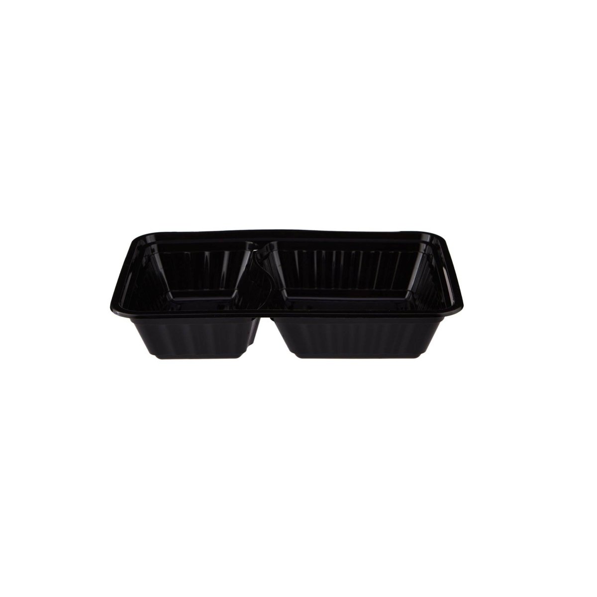 Black Base Rectangular Container 2 Compartments 300 Pieces - hotpackwebstore.com - Black Base Containers