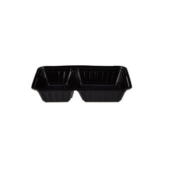 Black Base Rectangular Container 2 Compartments 300 Pieces - hotpackwebstore.com - Black Base Containers
