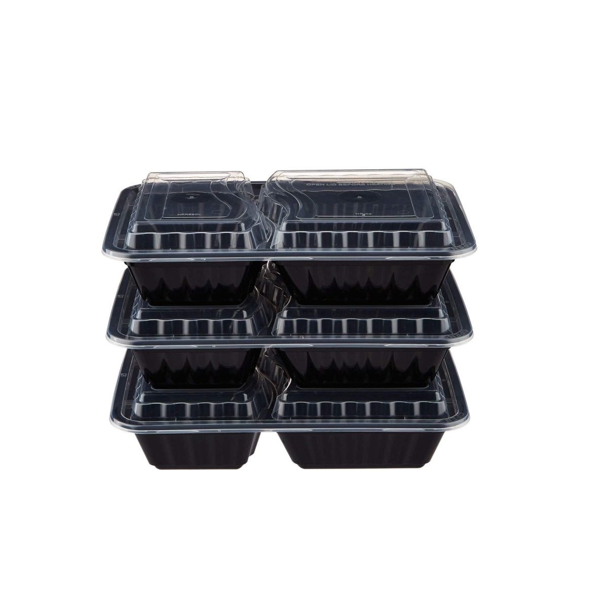 Black Base Rectangular Container 2 Compartments 300 Pieces - hotpackwebstore.com - Black Base Containers