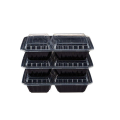 Black Base Rectangular Container 2 Compartments 300 Pieces - hotpackwebstore.com - Black Base Containers