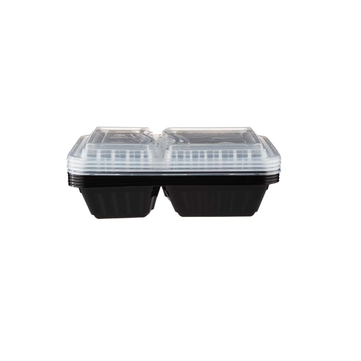 Black Base Rectangular Container 2 Compartments 300 Pieces - hotpackwebstore.com - Black Base Containers