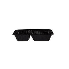 Black Base Rectangular Container 2 Compartments 300 Pieces - hotpackwebstore.com - Black Base Containers