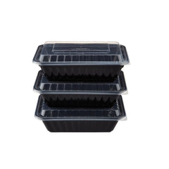 Black Base Rectangular Container 24 Oz 300 Pieces - hotpackwebstore.com - Black Base Containers
