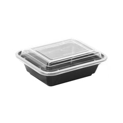 Black Base Rectangular Microwave Container with Lid - hotpackwebstore.com - Black Base Containers