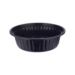 Black Base Round Container 16 oz with Lids 150 Pieces - hotpackwebstore.com - Black Base Containers