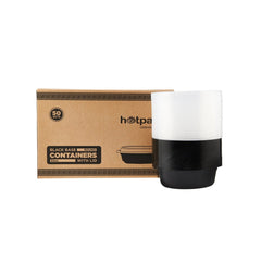 Black Base Round Microwavable Container with Lid - hotpackwebstore.com - Black Base Containers
