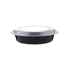 Black Base Round Microwavable Container with Lid - hotpackwebstore.com - Black Base Containers