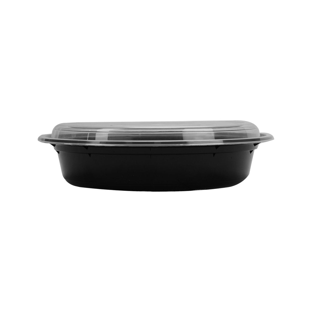 Black Base Round Microwavable Container with Lid - hotpackwebstore.com - Black Base Containers