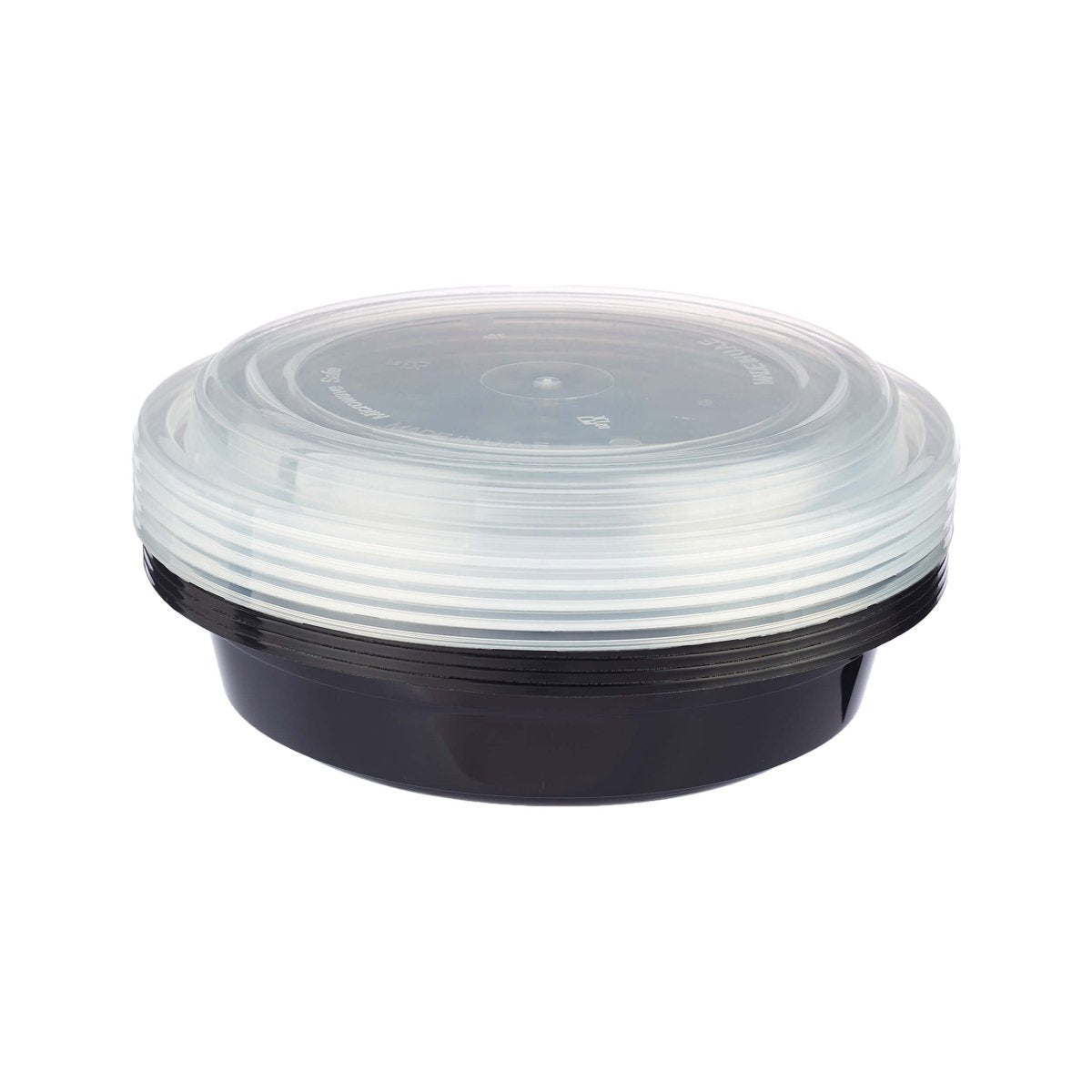 Black Base Round Microwavable Container with Lid - hotpackwebstore.com - Black Base Containers