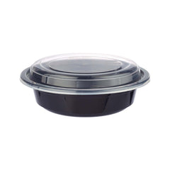 Black Base Round Microwavable Container with Lid - hotpackwebstore.com - Black Base Containers