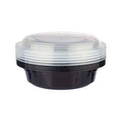 Black Base Round Microwavable Container with Lid - hotpackwebstore.com - Black Base Containers
