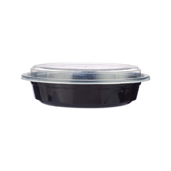 Black Base Round Microwavable Container with Lid - hotpackwebstore.com - Black Base Containers