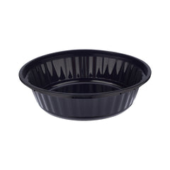 Black Base Round Ribbed Container with Lids 5 Pieces - hotpackwebstore.com - Black Base Containers