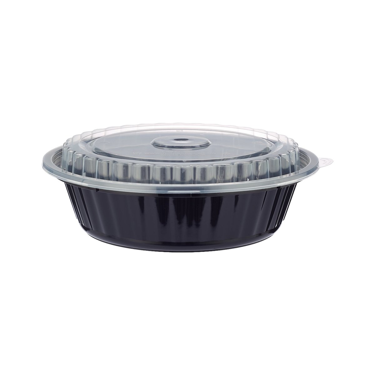 Black Base Round Ribbed Container with Lids 5 Pieces - hotpackwebstore.com - Black Base Containers
