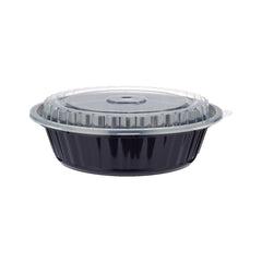 Black Base Round Ribbed Container with Lids 5 Pieces - hotpackwebstore.com - Black Base Containers