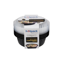 Black Base Round Ribbed Container with Lids 5 Pieces - hotpackwebstore.com - Black Base Containers
