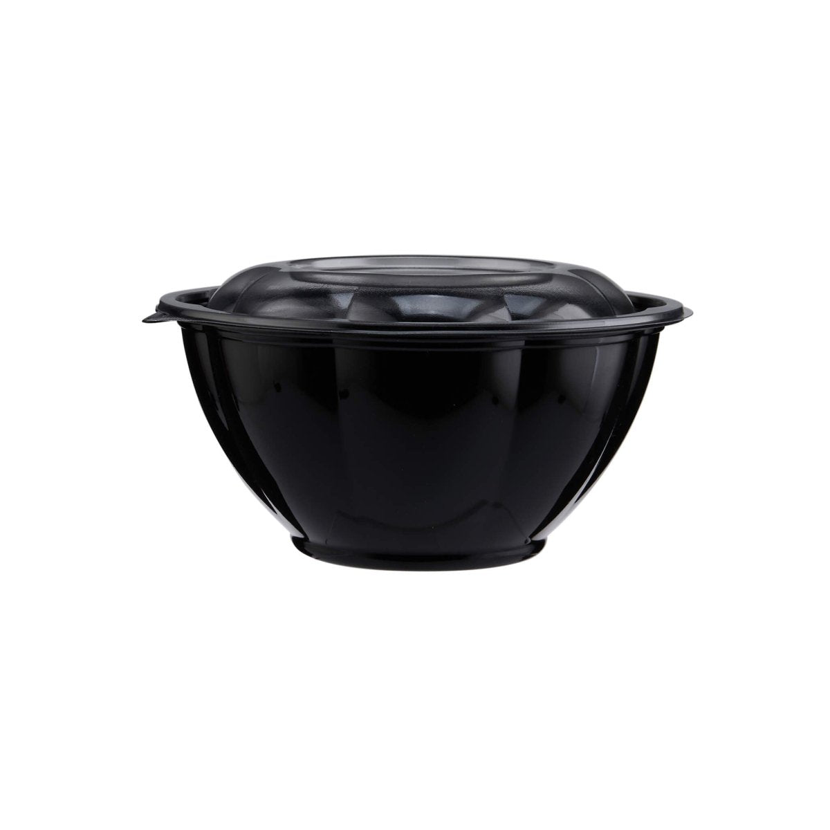 Black Base Round Salad Bowl With Clear Lid - hotpackwebstore.com - Salad Bowls