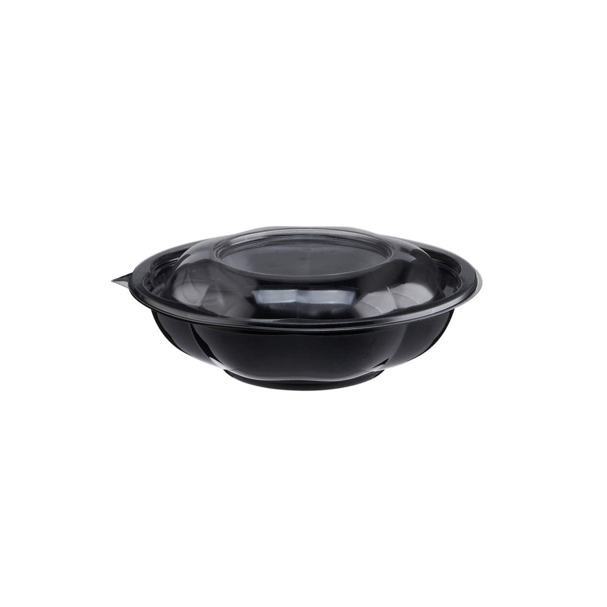 Black Base Round Salad Bowl With Clear Lid - hotpackwebstore.com - Salad Bowls