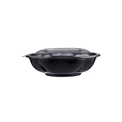 Black Base Round Salad Bowl With Clear Lid - hotpackwebstore.com - Salad Bowls