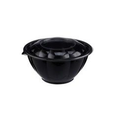 Black Base Round Salad Bowl With Clear Lid - hotpackwebstore.com - Salad Bowls