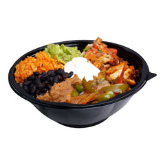 Black Base Round Salad Bowl With Clear Lid - hotpackwebstore.com - Salad Bowls