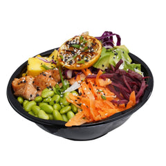 Black Base Round Salad Bowl With Clear Lid - hotpackwebstore.com - Salad Bowls