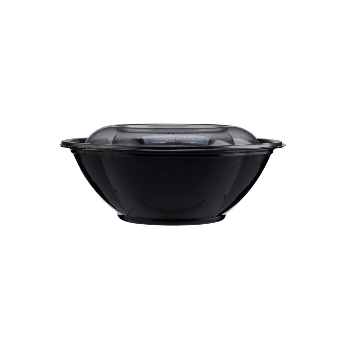 Black Base Round Salad Bowl With Clear Lid - hotpackwebstore.com - Salad Bowls