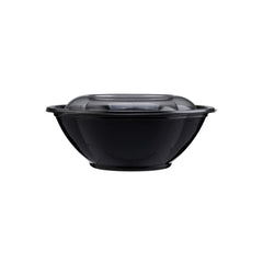 Black Base Round Salad Bowl With Clear Lid - hotpackwebstore.com - Salad Bowls