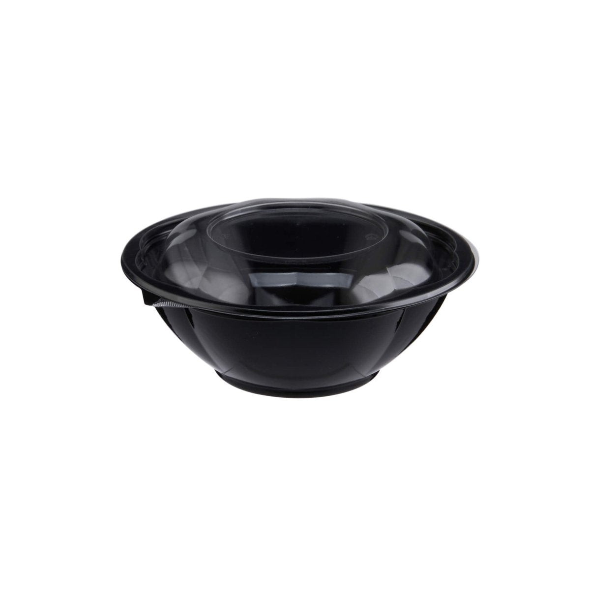 Black Base Round Salad Bowl With Clear Lid - hotpackwebstore.com - Salad Bowls
