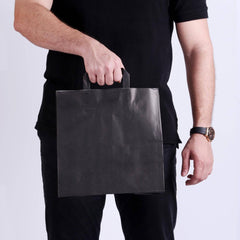 Black Paper Bag Flat Handle - hotpackwebstore.com - Flat Handle Paper Bags