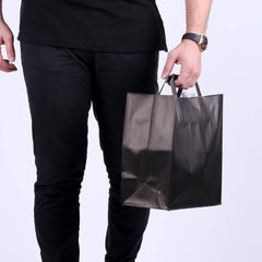 Black Paper Bag Flat Handle - hotpackwebstore.com - Flat Handle Paper Bags