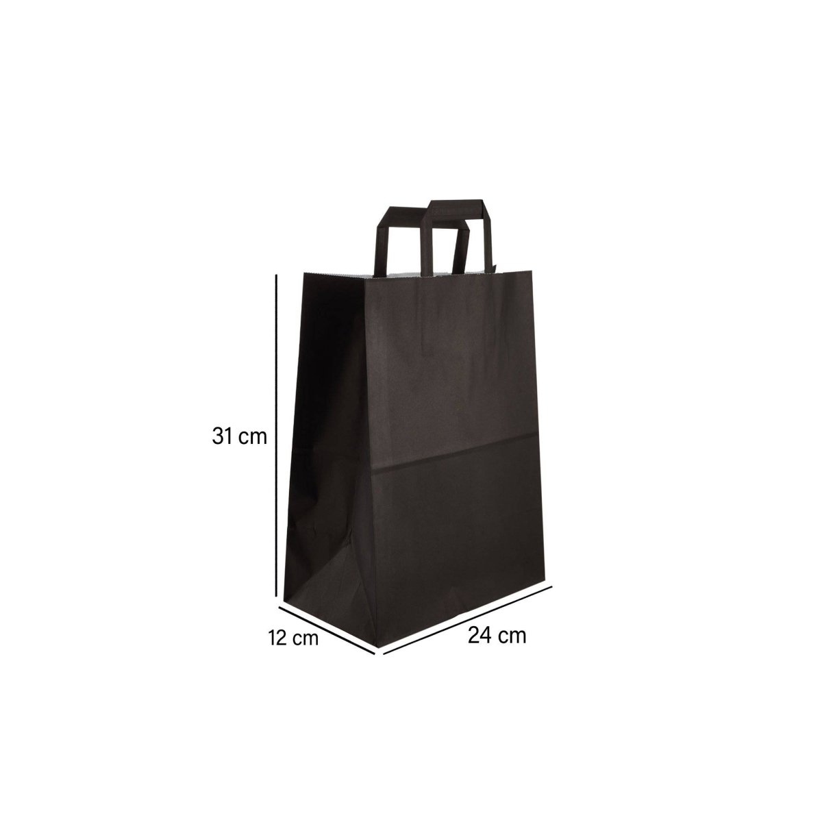 Black Paper Bag Flat Handle - hotpackwebstore.com - Flat Handle Paper Bags