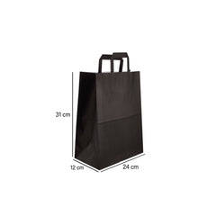 Black Paper Bag Flat Handle - hotpackwebstore.com - Flat Handle Paper Bags