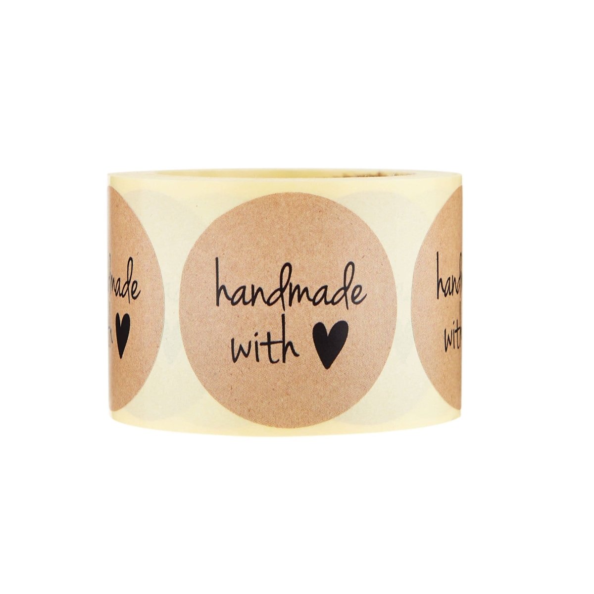 Brown Handmade with love Sticker Roll 250 Pieces - hotpackwebstore.com - Stickers