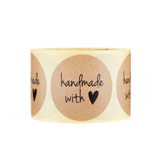Brown Handmade with love Sticker Roll 250 Pieces - hotpackwebstore.com - Stickers